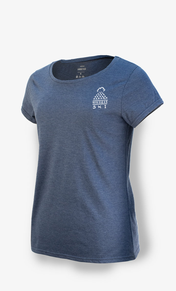 T-Shirt Femme Bleu Chiné - Ski