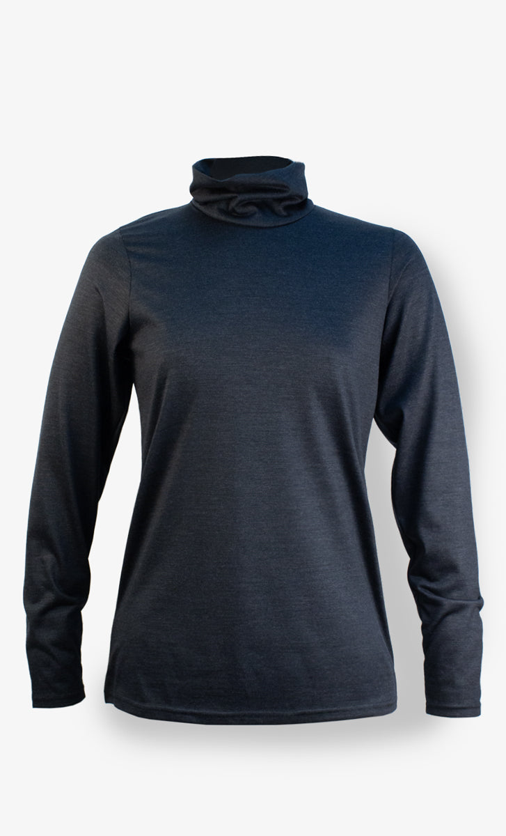 Women's Merino Turtleneck - Heather Black