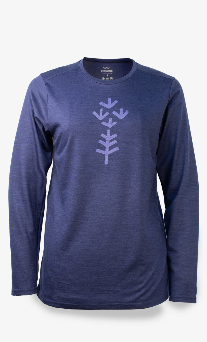 Women's Merino Long Sleeves Midnight Blue - Sapin Fléché