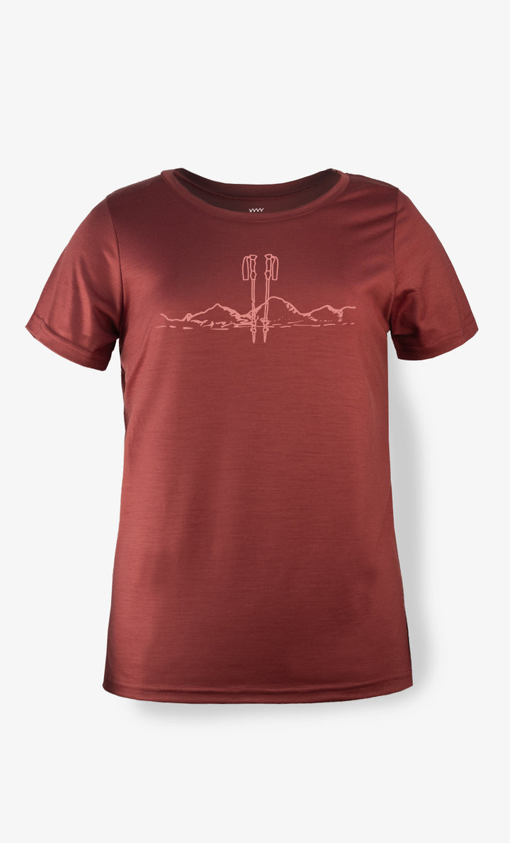T-Shirt Mérinos Femme Carmin Ultra Léger - Batons