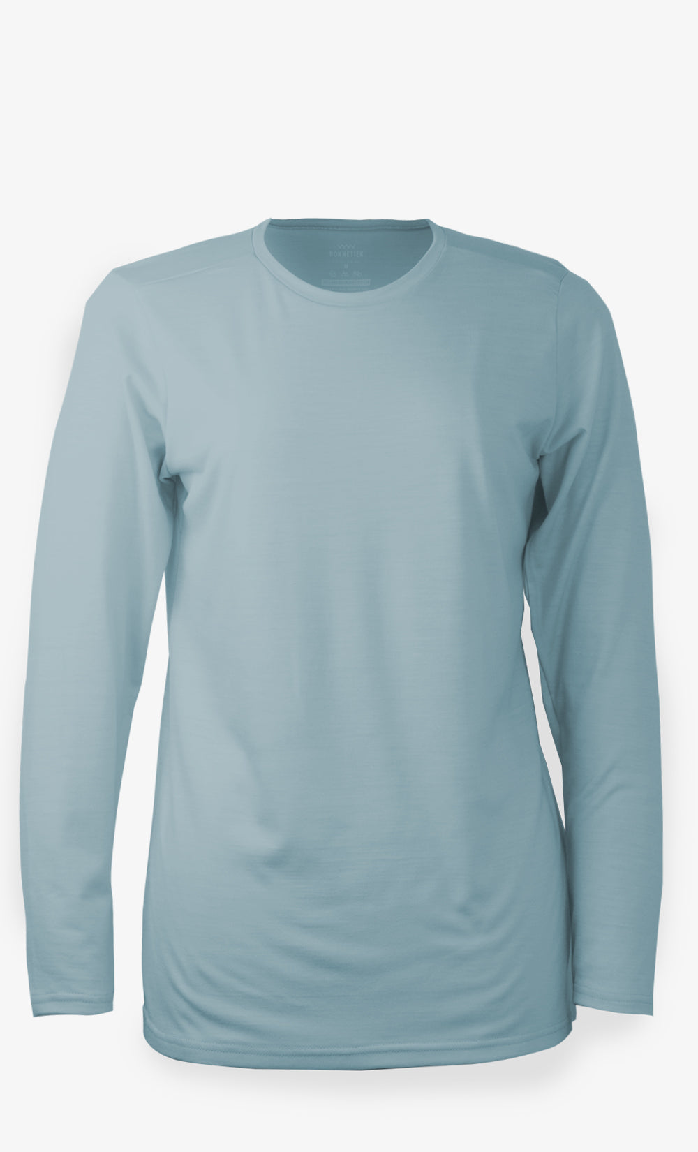 Haut femme sans manches longues en laine mérinos BONNETIER, coloris dauphin uni, coupe régulière.