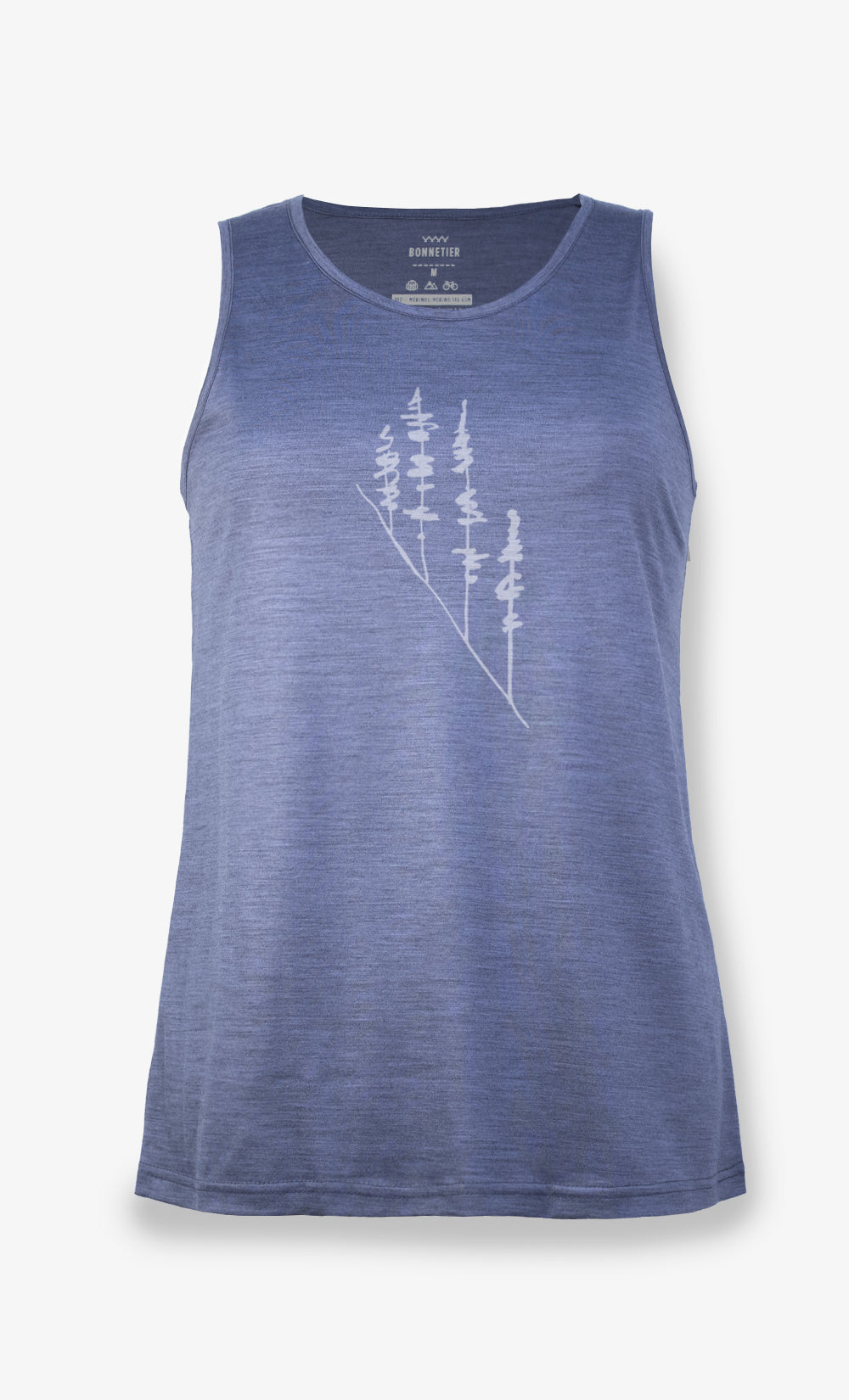 Women's Ultralight Heather Blue Grey Merino Wool Tank Top - Inclined Pines