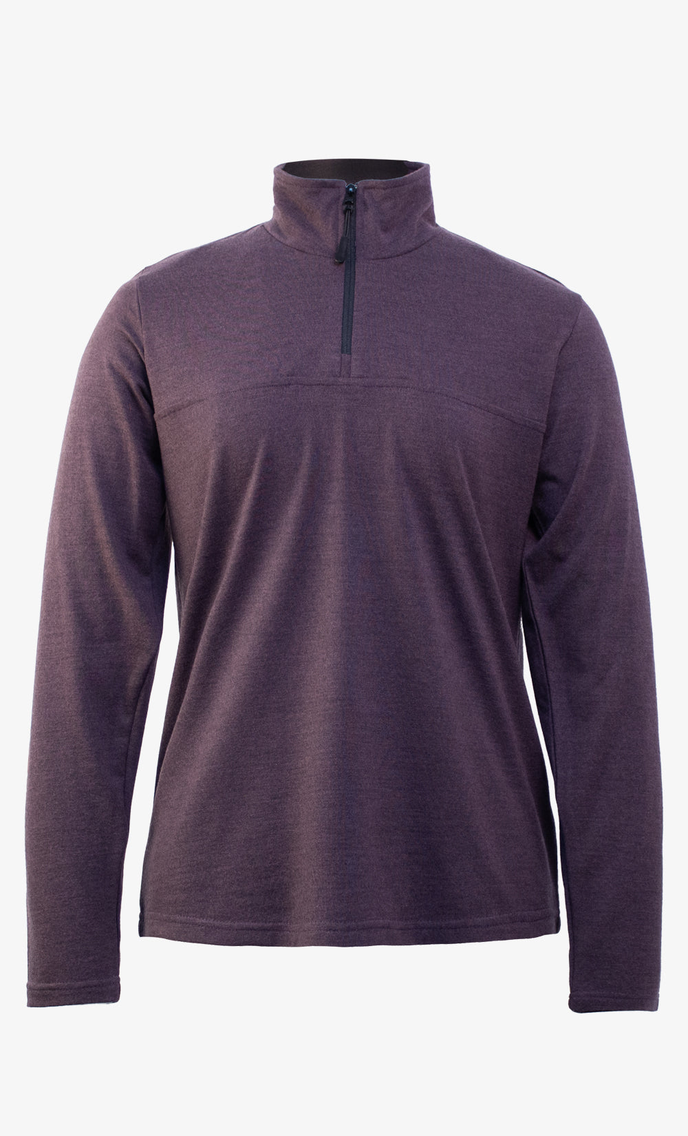 Demi-Zip Flanelle Mérino Femme Aubergine Chiné