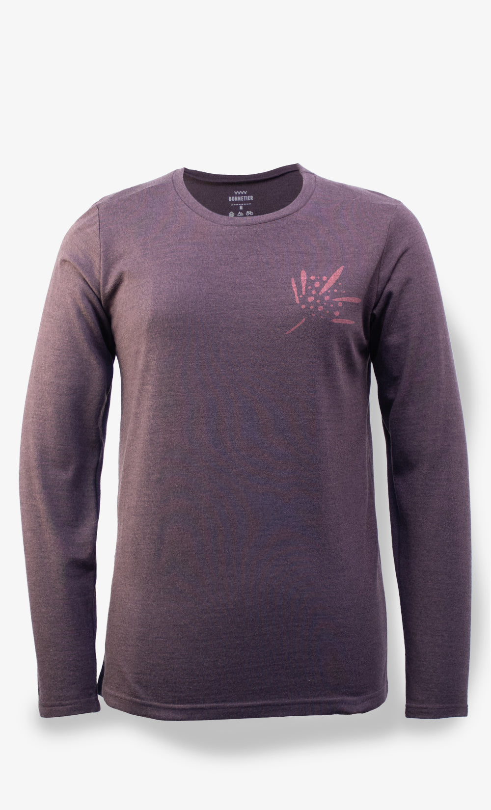 Manches longues Mérinos Flanelle Aubergine Chiné - Fleur d'hiver