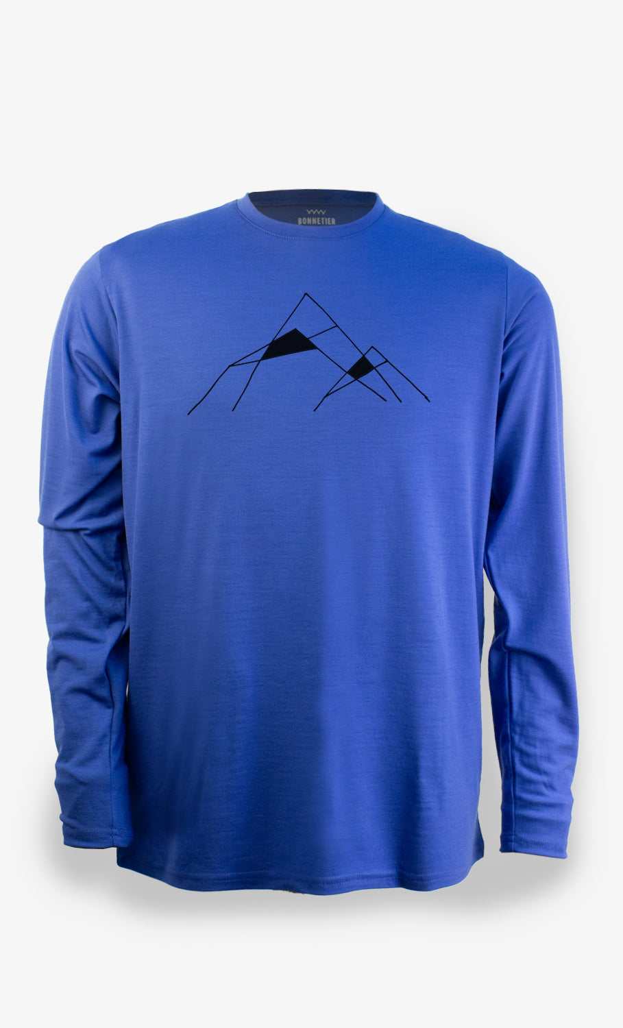 Techcrew Men's Merino Long Sleeve Royal Blue - Mountain graph