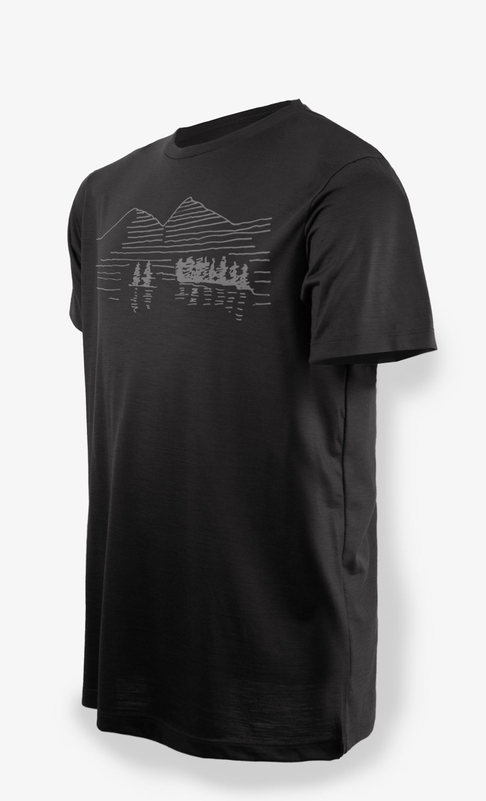 Ultra Lightweight Men's Black Merino T-Shirt - Yellowstone