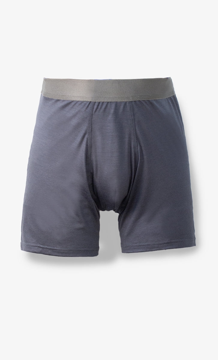 Boxer Mérino Stretchwool™ Homme Charcoal, ultra doux, 96% mérinos, conçu pour la chaleur et la respirabilité.