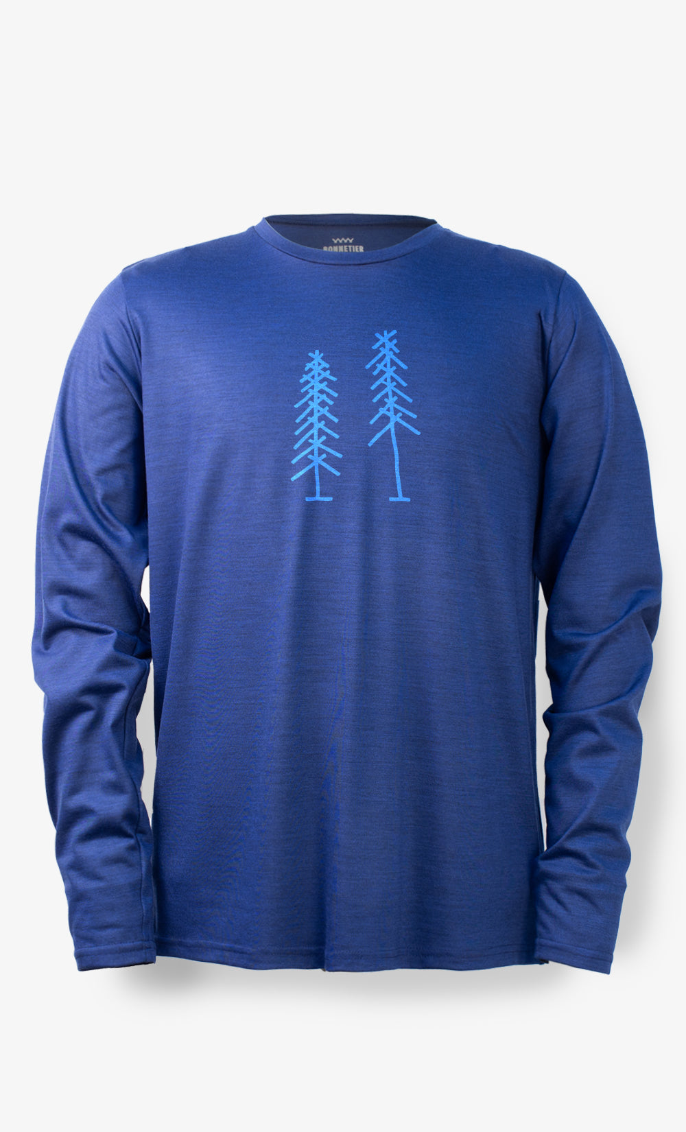 Men's Techcrew Merino Wool Long Sleeve Heather Blue - Christmas Tree