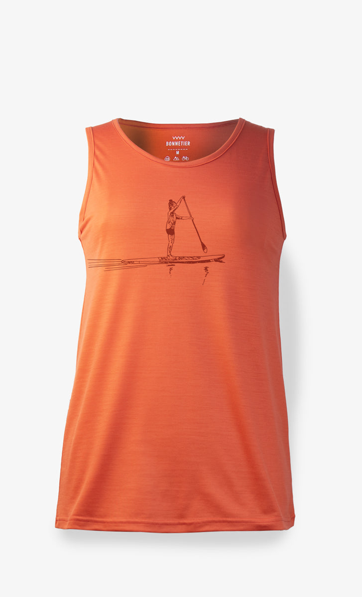 Women's Merino Camisole Red Orange Ultra Light - Paddle